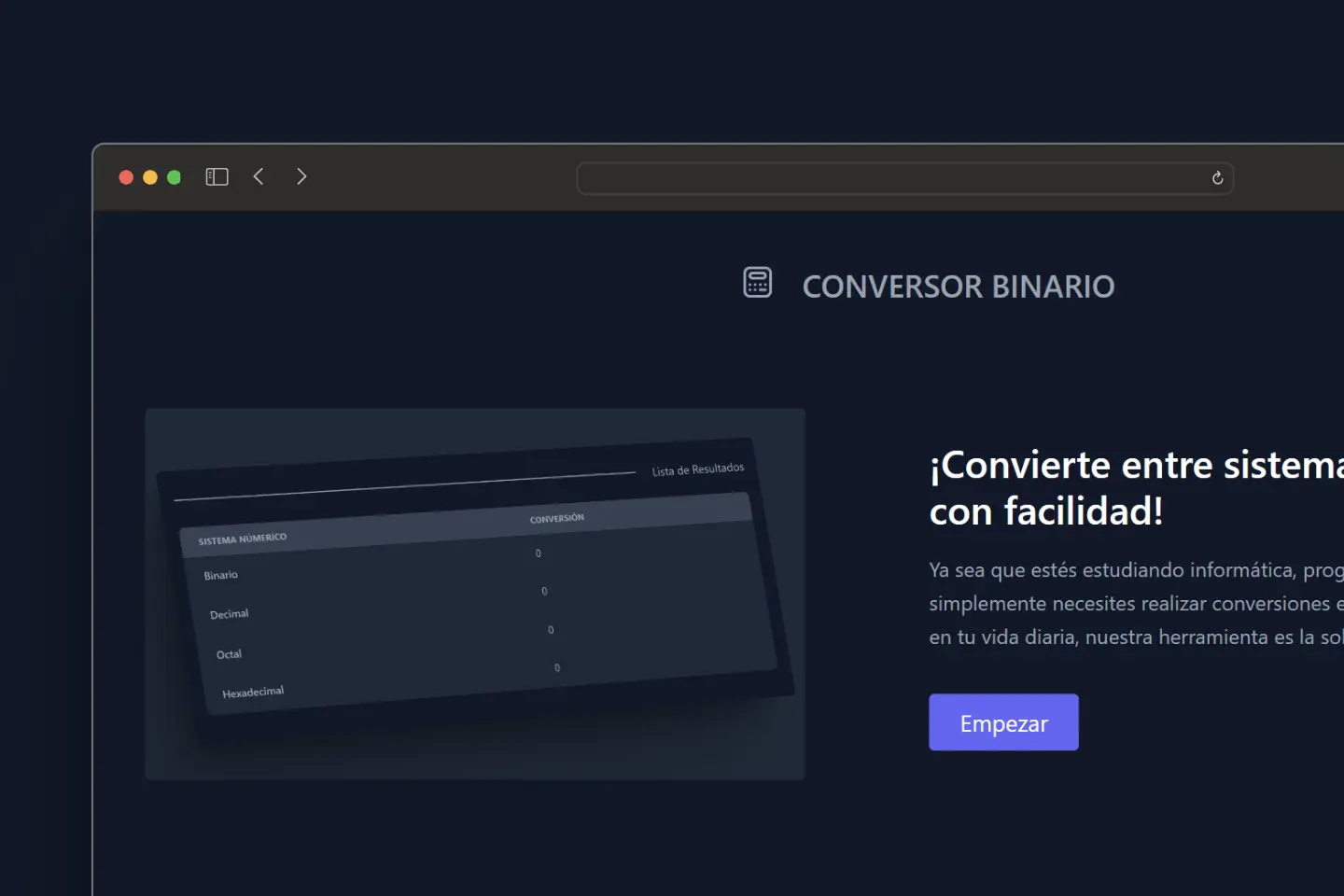 Captura de pantalla del proyecto /img/ConversorBinario.webp